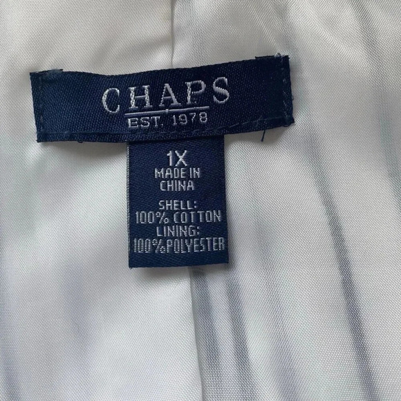 Chaps Lined Jacket White Black Horizontal Striped ButtonUp Sz1X Business Career - Picture 4 of 10